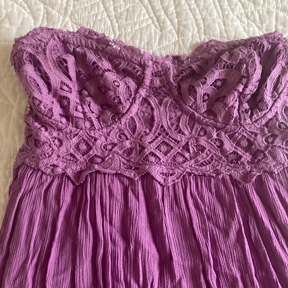 Free People Smocked Corset Strapless Maxi Dress Purple Size S